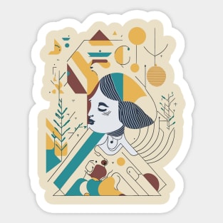 Bohemian Style Geometric Shapes with a Girl Sticker